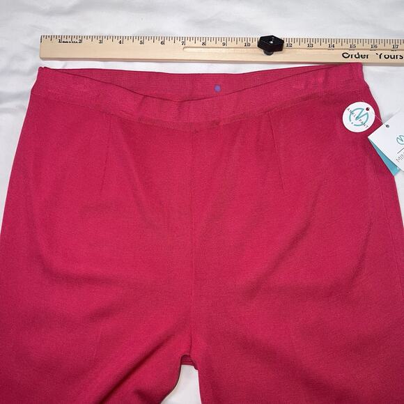 MING WANG Ankle Pants Size M Bright Pink Acrylic Blend Knit Pull On NEW NWT $175 - Picture 7 of 14